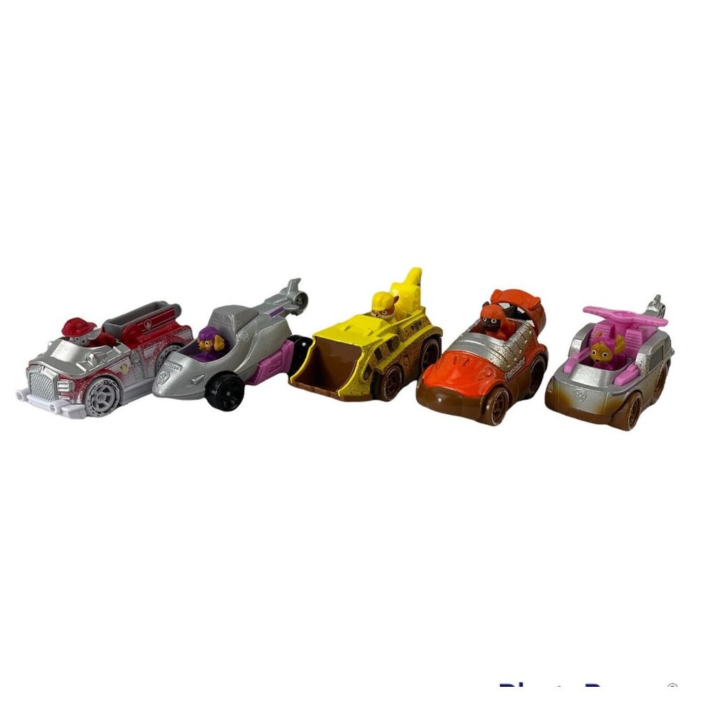 5x Paw Patrol Diecast Race Cars Vehicles Snow & Mud‎ Skye Marshal Zuma Rocky